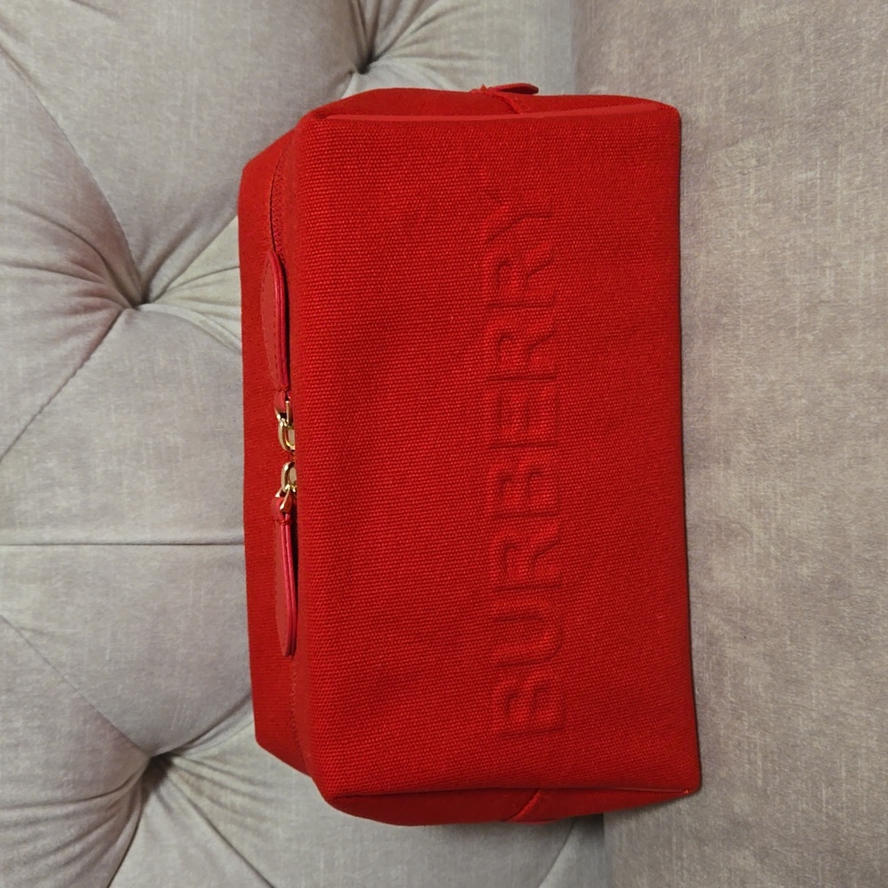 Burberry Embossed Canvas Toiletry Bag/Cosmetic Case/Pouch, New